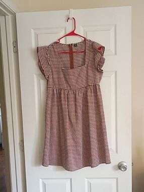Gingham Ruffle Sleeve Dress